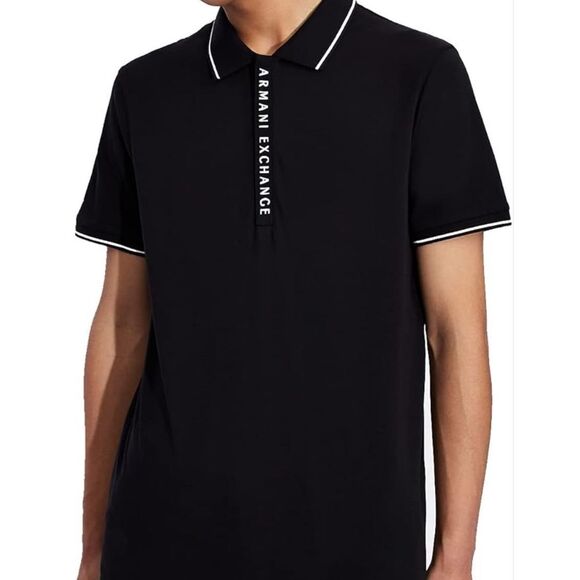 Armani Exchange Zip Logo Polo Short Sleeve Shirt - Men’s US M - Picture 1 of 12